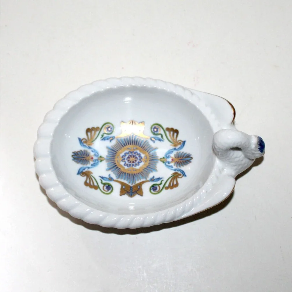 Elizabeth Arden Orient Express Soap Dish Porcelain Swan blue gold Japan